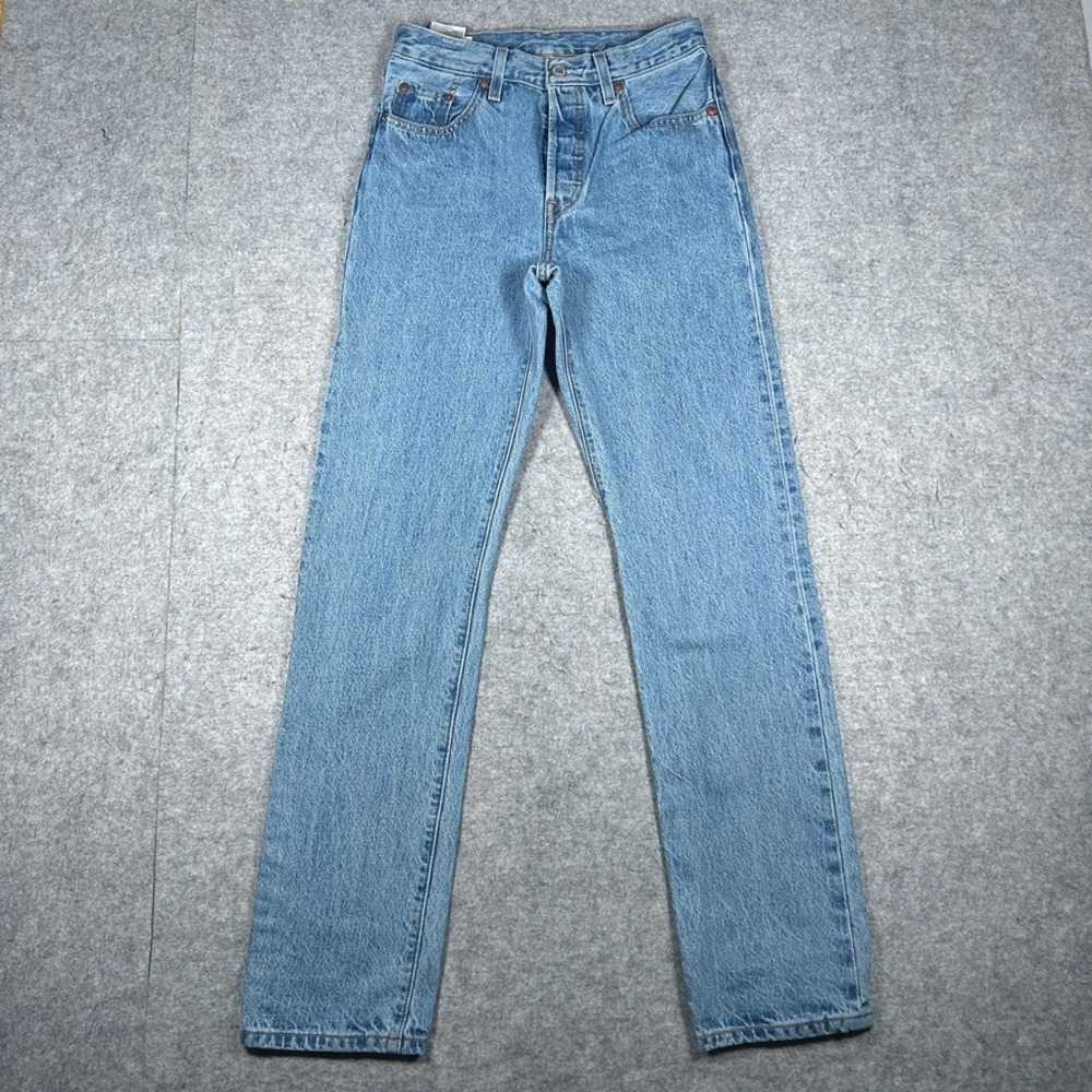 Levi's Denim Jeans Women 25x32 Light Wash 501 Original Straight Leg High Rise